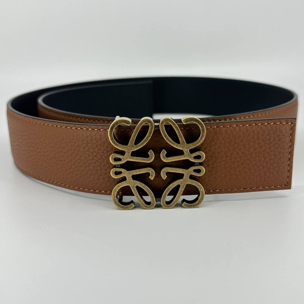 Authentic LOEWE women's anagram belt reversible black and brown leather 80/32